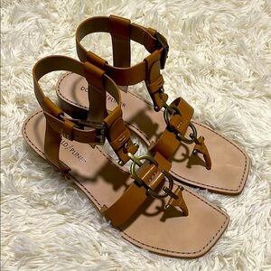 Women’s Donald J. Pliner Tan Dena Thong Heeled Dress Sandals, Leather, Size: 7.5